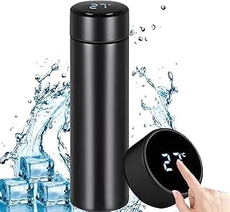 Smart Flask Thermos Double Wall Vacuum Insulated Water Bottle with Temperature Display, 304 Filter, Leak-Proof Cover, Non-Slip Bottom, Round Spiral Mouth | Perfect Hot and Cold Drinks (500 ML)