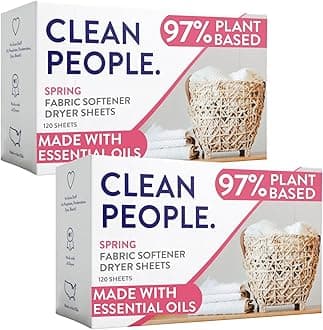 THE CLEAN PEOPLE The Clean People Fabric Softener Sheets - Dryer Sheets - Soften & Eliminate Static - Vegan Clothes Softener, Essential Oils - 240 Pack