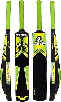 Victory Plastic Cricket Bat Full Size Tennis Bat (34" x4.5" Inch) for All Age Groups - (Scream/Defender/Play Bold/Off Defender/Skull) Series (Green Skull)