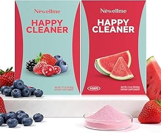- NEWELLME Happy Cleaner Superfood Powder | Digestive & Gut Health, Prebiotics & Probiotics for Women & Men, Support for Bloating & Regularity, Vegan Sugar-Free, Watermelon & Berry Flavors, 28 Sachets