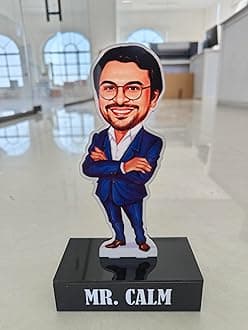 ZOCI VOCI Personalized Gift for IT Employees - Caricature Standee with Personalized Caption Coolest Gift for IT Employees Unique Corporate Gift (Business Executive - Male),Wood,10x10 Cm