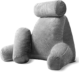 Sasttie Extra Large Reading Pillow with Head Support Cushion, Jumbo Back Support Pillow for Bed Sitting Up Back-Rest, College Dorm Essentials for Girls and Boys, Dark Grey