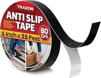 Grip Tape - Heavy Duty Anti Slip Tape for Stairs Outdoor/Indoor Waterproof 1Inch x 35Ft Safety Non Skid Roll for Stair Steps Traction Tread Staircases Grips Adhesive Non Slip Strips Nonslip Walk Black