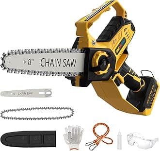Mini Chainsaw for Dewalt Battery, 8-Inch and 6-Inch 2-IN-1 Cordless Electric Chain saw with Brushless Motor and Auto-Oiler, 800W Hand Mini Chainsaw for Tree Pruning Wood Cutting(No Battery)