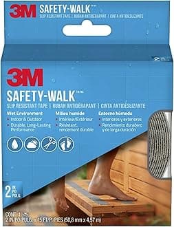 3M Safety-Walk Slip Resistant Tape, 2 in x 15 ft, Anti Slip Grey Tape, Ideal For Slippery & Wet Conditions, Self-Adhesive Backing, Quick & Easy Application, Durable & Long-Lasting (370G-R2X180)