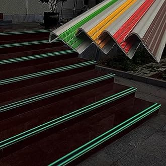 L-Shaped Glow-in-the-Dark Stair Anti-Slip strip, Self-Adhesive Stair nosing trim, Length 1M, Brown&Grey