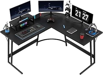 Desk Gaming Desk L shaped Desk 120 * 120cm Computer Desk Office Desk Corner Desk with Carbon Fiber Desktop (Black, 120cm)