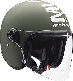 Royal Enfield Open face MLG (V) ISI CERTIFIED RIDING HELMET Matt Battle Green (XL) -with better Impact protection, scratch resistance and Excellent ventilation