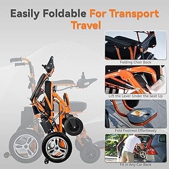 Electric Wheelchairs for Adults,20 Miles Lightweight Foldable Motorized Wheelchairs Power Portable Wheelchair,500W Motor,Black