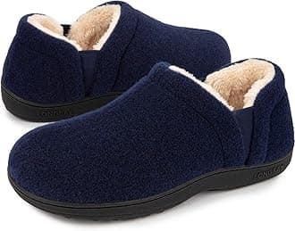 LongBay Men's Slippers Warm Bedroom House Shoes Slip-On Memory Foam Winter House Slippers for Indoor Outdoor