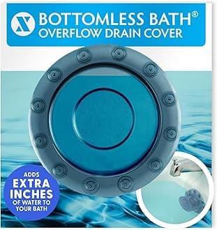 SlipX Solutions Bottomless Bath | Overflow Drain Cover for Tub | Best Gifts for Mom, Spa & Bath Accessories | Drain Block, Water Stopper Plug | Bath Essentials for Women | 4" Diameter, Dusty Blue