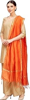 Studio Shringaar Women's Chanderi Silk Blend Handloom Dupatta (32" X 2.35 Meters)