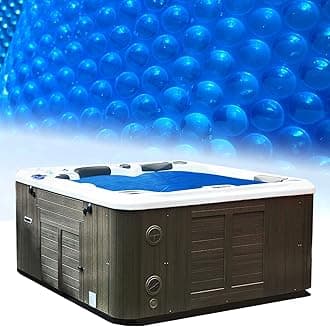 BigXwell Solar Pool Cover, Hot Tub Bubble Blanket,16-mil 7x7 Foot Square Spa Cover Hot Tub Solar Blanket, Heavy-Duty Heat Retaining Thermal Blanket