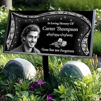 16x8 Grave Markers for Cemetery - Memorial Plaques, Cemetery Decorations, Custom Spotify Plaque, Memorial Stones & Headstones for Graves - Outdoor Memorials for Loved Ones