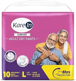 Comfort Adult Diaper Pants, Large 90-120 Cm (35"- 47"), Unisex, Leakproof, Elastic Waist, Wetness Indicator, 10 Count
