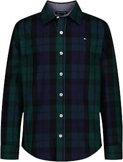 Boys' Long Sleeve Woven Button-down Shirt, Lightweight & Breathable