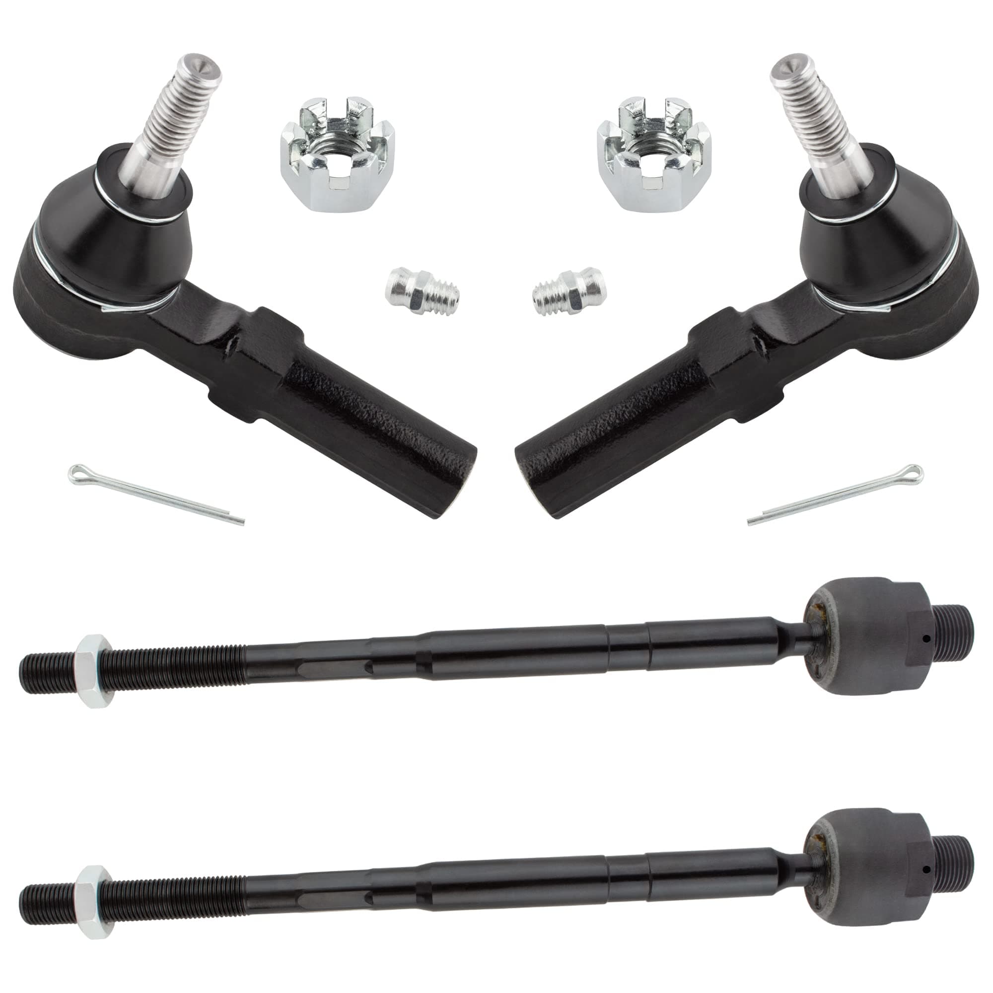 BOXI (Set of 4) Front Inner And Outer Tie Rods Fit for Chevrolet Chevy Camaro 2010 2011 2012 2013 2014 2015 Complete Suspension Rod Kit | Replaces ES800939 EV800885