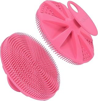 INNERNEED Food-Grade Soft Silicone Body Brush Scrubber Shower Brush Handheld Cleansing Skin Brush, Gentle Exfoliating And Lather Well (Pink)