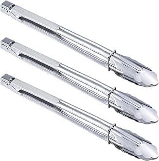 Stainless Steel Locking Kitchen Tongs Extra Long Sturdy Heavy Duty Tongs Set for Cooking Grilling and Barbecue BBQ (14-Inch 3 Pieces)