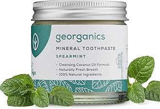 Organic Mineral-Rich Teeth Whitening Toothpaste - Non-foaming Formula with Organic Virgin Coconut Oil - Vegan, SLS, Cruelty and Fluoride Free - Spearmint - 60ml