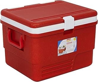 Plastic Insulated Icebox, 25 Liter, Red/Blue