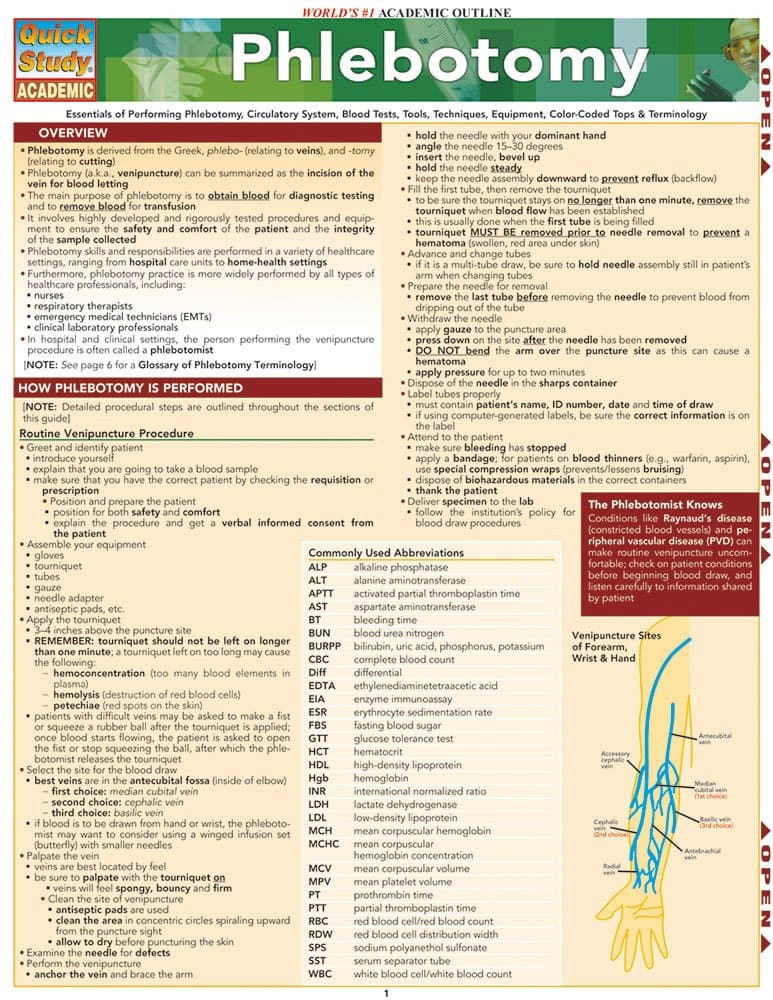 Phlebotomy: QuickStudy Laminated Reference Guide