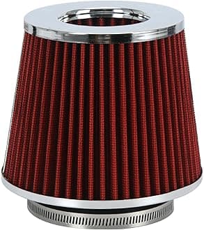 PTNHZ Universal Red 3.5" 89mm High Flow Cold Air Intake Cone Air Filter Power Intake Air Inlet System Air Cleaner