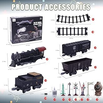 Electric Toys Train Set,Remote Control Train Track Model Toy with Steam,Light,Sound. Train for Christmas Trees,Kids Gifts for 3-8 Years.