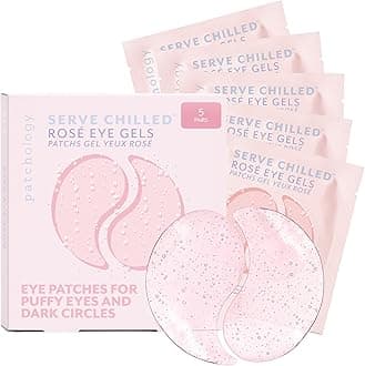 Serve Chilled Rosé Hydrating Under Eye Patches – Hyaluronic Acid & Antioxidant-Infused Eye Masks to Reduce Dark Circles, Puffiness & Fine Lines - Ideal Skincare Essentials (5 Pairs)