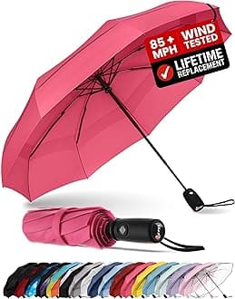 Repel Umbrella Windproof Travel Umbrellas for Rain - Easy Auto Open Close, Durable & Compact Umbrella, Strong Fiberglass Frame, Waterproof Canopy - Backpack, Purse, Portable Umbrella for Travel