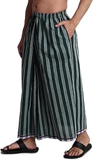 Gowri Tex Elastic Premium Cotton Lungi with Dual Packet Pack of 1 (SGreen)