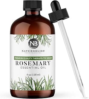 NaturoBliss 100% Pure Rosemary Essential Oil Therapeutic Grade Premium Quality (4 fl. oz) with Glass Dropper, Perfect for Aromatherapy