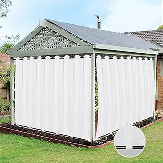 Easy-Going Outdoor Curtains Waterproof Windproof Weatherproof Curtain for Patio, Cabana, Porch, Pergola and Gazebo, Grommet Top and Tab Bottom Drape, 1panel, 150x96 inch, White
