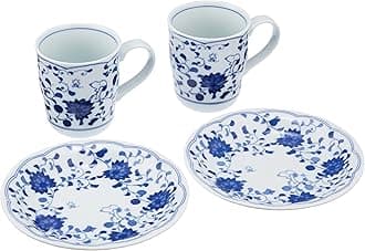 Sunupii 630744 Indigo Arabesque Mug & Cake Pair Set, Comes in a Presentation Box