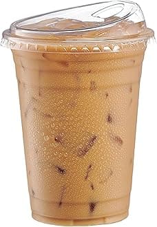 GUSTO Clear Plastic Cups with Lids [16 oz - 50 Count] - Disposable Iced Coffee Drink Cups with Strawless Sip Lids for Smoothies, Juices, and More - Formerly Comfy Package