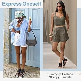 Jeossy Women's 866 Black Platform Sandals,Wedge Sandals,Elastic Strappy Sandals,Summer Sandal for Women with Zipper Size 7(DJY866 Black 07)