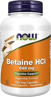 NOW Foods Supplements, Betaine HCl 648 mg, Vegetarian Formula, Digestive Support*, 120 Veg Capsules