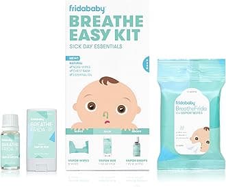 Frida Baby Baby And Toddler Breathe Easy Kit Sick Day Essentials By Fridababy- A Must-Have Set Includes Natural Nose And Chest Wipes, Organic No-Mess Chest Balm, And Organic Essential Oil For Bath