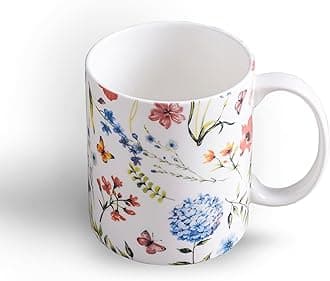 Maison d' HermineJust Florals Fine Bone China Coffee Mug with Handles for Hot Beverages - Coffee Cappuccino Latte| Cocoa Tea Perfect for Home Gifts (Poppies Always, 15 Ounce)