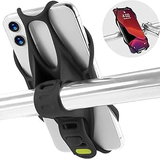 Bike Tie 3, Bike Cell Phone Mount for Handlebar, Scratch-Free Silicone Holder with Anti-Slip Design, Universal Cycling Phone Holder Compatible with Most Smartphones (Black - Handlebar)