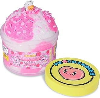 Peachybbies Strawberry Cow Cloud Slime - Made in USA Premium, 100% Authentic, 7 oz., Scented for Kids, ASMR, Slime Charms, Fidget Toys