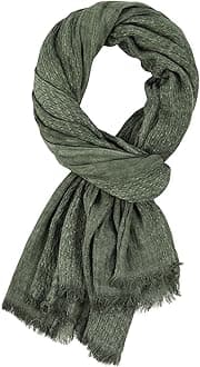 GERINLY Cotton-Linen Scarves Mens Stripe Crinkle Long Scarf Fashion Wrap Shawl for Travel