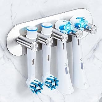 Toothbrush Holder, Electric Toothbrush Holder Wall Mounted, Anti-Rust Metal Toothbrush Head Holders for Bathroom, Self Adhesive Non Screw Tooth Brush Holder Organiser (Silver, Large)