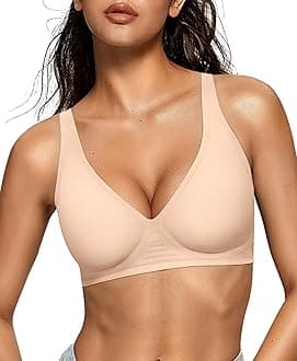 - Womens Deep V Bras Wireless Comfortable Bra Supportive No Underwire Bras Tshirt Push Up Bralettes Plunge Seamless Bra