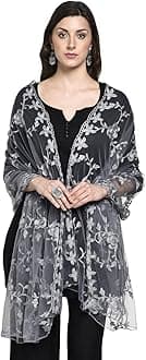 Women's Nylon Net Embroidered Dupatta