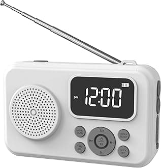 2000mAh Rechargeable AM FM Radio with Bluetooth Portable Transistor Pocket Radio with IPX4 Waterproof,Digital Tuning, Flashlight,LCD Screen,Earphone Jack, Sleep Timer and Alarm Clock for Jog