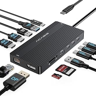 USB C Docking Station Dual Monitor, 14 in 1 USB C Hub, Adapter with 2 HDMI+DP(4K60Hz), Ethernet, 3 USBC 10G,100W PD, SD/TF, Audio, Laptop Docking Station for Dell/HP/Lenovo/ThinkPad/Surface (Black)