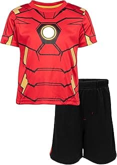 Marvel Avengers Captain America Iron Man Venom Hulk Cosplay Athletic T-Shirt and Shorts Outfit Set Toddler to Little Kid