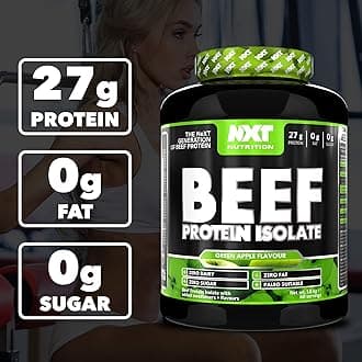 NXT Nutrition Beef Protein Isolate Powder - Protein Powder High in Natural Amino Acids - Paleo, Keto Friendly - Dairy and Gluten Free - Muscle Recovery | 1.8kg (Apple)