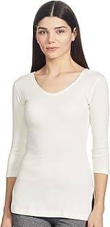 Macrowoman W-Series3/4th Sleeve Top for Women, Thermal Upper in Poly Viscose Cotton Blend with Double-Layered Knit for Superior Warmth & Comfort